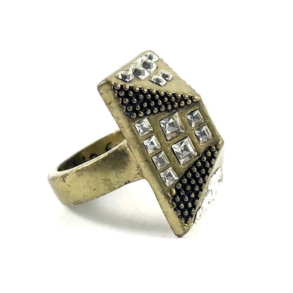 Lia Sophia Brass Rhinestone Ring Size 6 - Picture 2 of 4